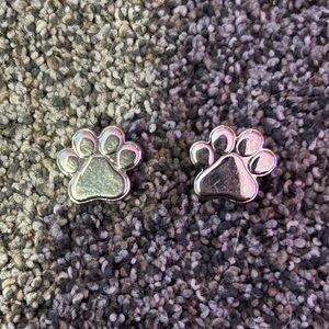 Authentic Set of 2 Silver Metal Crocs Dog Paw Jibbitz